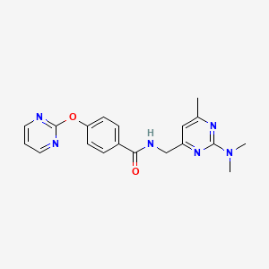 molecular formula C19H20N6O2 B2627585 N-((2-(dimethylamino)-6-methylpyrimidin-4-yl)methyl)-4-(pyrimidin-2-yloxy)benzamide CAS No. 1795488-45-7