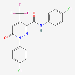 molecular formula C18H10Cl2F3N3O2 B2627606 N,1-bis(4-chlorophenyl)-6-oxo-4-(trifluoromethyl)pyridazine-3-carboxamide CAS No. 477854-89-0