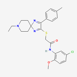 N-(5-chloro-2-methoxyphenyl)-2-((8-ethyl-3-(p-tolyl)-1,4,8-triazaspiro[4.5]deca-1,3-dien-2-yl)thio)acetamide