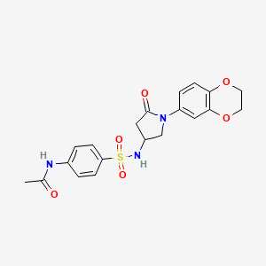 molecular formula C20H21N3O6S B2627660 N-(4-{[1-(2,3-dihydro-1,4-benzodioxin-6-yl)-5-oxopyrrolidin-3-yl]sulfamoyl}phenyl)acetamide CAS No. 905688-72-4
