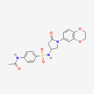 N-(4-(N-(1-(2,3-dihydrobenzo[b][1,4]dioxin-6-yl)-5-oxopyrrolidin-3-yl)sulfamoyl)phenyl)acetamide