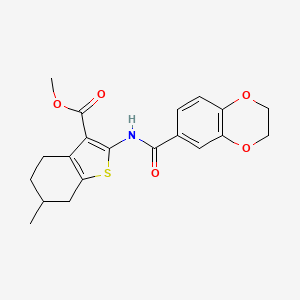 molecular formula C20H21NO5S B2627662 methyl 2-(2,3-dihydro-1,4-benzodioxine-6-amido)-6-methyl-4,5,6,7-tetrahydro-1-benzothiophene-3-carboxylate CAS No. 477553-18-7