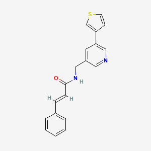 molecular formula C19H16N2OS B2627667 N-((5-(thiophen-3-yl)pyridin-3-yl)methyl)cinnamamide CAS No. 1798966-38-7