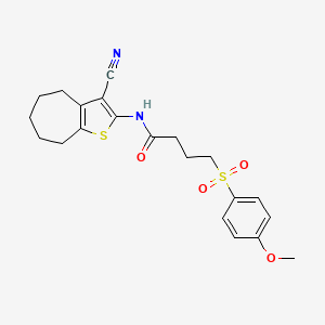 B2627703 N-(3-cyano-5,6,7,8-tetrahydro-4H-cyclohepta[b]thiophen-2-yl)-4-((4-methoxyphenyl)sulfonyl)butanamide CAS No. 941878-93-9