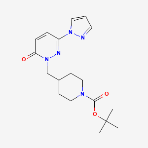 molecular formula C18H25N5O3 B2627749 tert-butyl 4-{[6-oxo-3-(1H-pyrazol-1-yl)-1,6-dihydropyridazin-1-yl]methyl}piperidine-1-carboxylate CAS No. 2379952-80-2