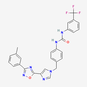 molecular formula C27H21F3N6O2 B2627798 1-[4-({4-[3-(3-methylphenyl)-1,2,4-oxadiazol-5-yl]-1H-imidazol-1-yl}methyl)phenyl]-3-[3-(trifluoromethyl)phenyl]urea CAS No. 1357823-43-8
