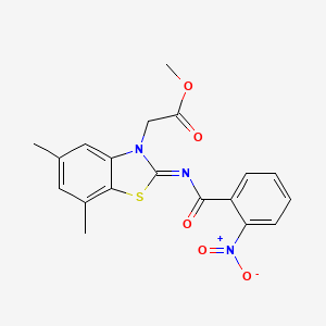 Methyl 2-[5,7-dimethyl-2-(2-nitrobenzoyl)imino-1,3-benzothiazol-3-yl]acetate