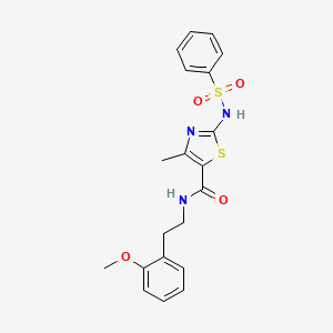 molecular formula C20H21N3O4S2 B2627818 N-(2-methoxyphenethyl)-4-methyl-2-(phenylsulfonamido)thiazole-5-carboxamide CAS No. 941967-06-2