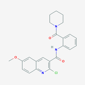 2-chloro-6-methoxy-N-[2-(piperidine-1-carbonyl)phenyl]quinoline-3-carboxamide