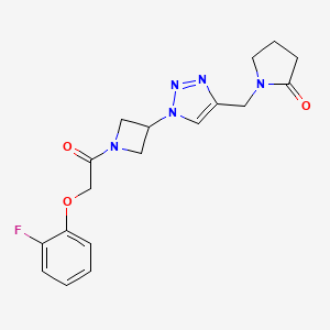 molecular formula C18H20FN5O3 B2627863 1-((1-(1-(2-(2-fluorophenoxy)acetyl)azetidin-3-yl)-1H-1,2,3-triazol-4-yl)methyl)pyrrolidin-2-one CAS No. 2034544-51-7