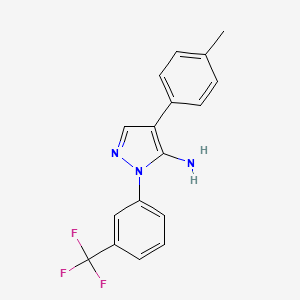molecular formula C17H14F3N3 B2627891 4-(4-methylphenyl)-1-[3-(trifluoromethyl)phenyl]-1H-pyrazol-5-amine CAS No. 242797-23-5