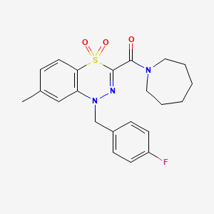 molecular formula C22H24FN3O3S B2627904 3-(azepane-1-carbonyl)-1-[(4-fluorophenyl)methyl]-7-methyl-1H-4lambda6,1,2-benzothiadiazine-4,4-dione CAS No. 1251551-29-7