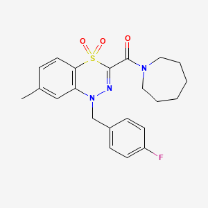 molecular formula C22H24FN3O3S B2627904 3-(1-azepanylcarbonyl)-1-(4-fluorobenzyl)-7-methyl-4lambda~6~,1,2-benzothiadiazine-4,4(1H)-dione CAS No. 1251551-29-7