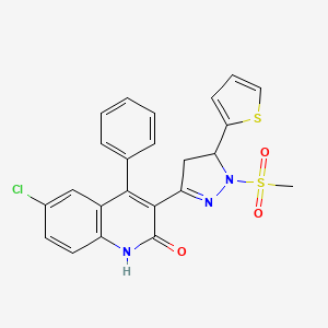 6-chloro-3-(1-(methylsulfonyl)-5-(thiophen-2-yl)-4,5-dihydro-1H-pyrazol-3-yl)-4-phenylquinolin-2(1H)-one