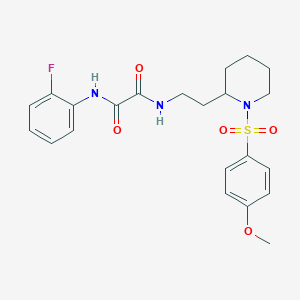 molecular formula C22H26FN3O5S B2627947 N'-(2-fluorophenyl)-N-{2-[1-(4-methoxybenzenesulfonyl)piperidin-2-yl]ethyl}ethanediamide CAS No. 898450-62-9
