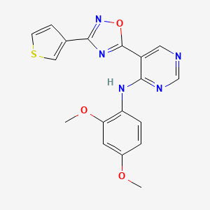 molecular formula C18H15N5O3S B2627957 N-(2,4-dimethoxyphenyl)-5-(3-(thiophen-3-yl)-1,2,4-oxadiazol-5-yl)pyrimidin-4-amine CAS No. 2034543-65-0