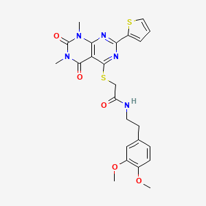 N-[2-(3,4-dimethoxyphenyl)ethyl]-2-(1,3-dimethyl-2,4-dioxo-7-thiophen-2-ylpyrimido[4,5-d]pyrimidin-5-yl)sulfanylacetamide
