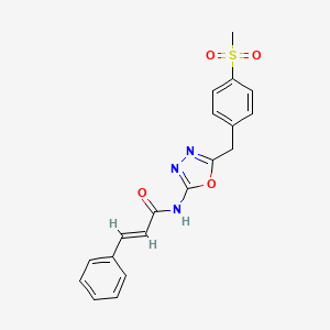 molecular formula C19H17N3O4S B2627965 N-(5-(4-(methylsulfonyl)benzyl)-1,3,4-oxadiazol-2-yl)cinnamamide CAS No. 1173471-05-0