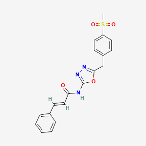 N-(5-(4-(methylsulfonyl)benzyl)-1,3,4-oxadiazol-2-yl)cinnamamide