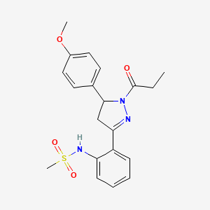 molecular formula C20H23N3O4S B2627974 N-(2-(5-(4-methoxyphenyl)-1-propionyl-4,5-dihydro-1H-pyrazol-3-yl)phenyl)methanesulfonamide CAS No. 923151-52-4