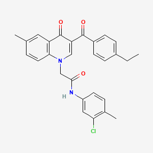 molecular formula C28H25ClN2O3 B2628002 N-(3-chloro-4-methylphenyl)-2-[3-(4-ethylbenzoyl)-6-methyl-4-oxo-1,4-dihydroquinolin-1-yl]acetamide CAS No. 895645-23-5