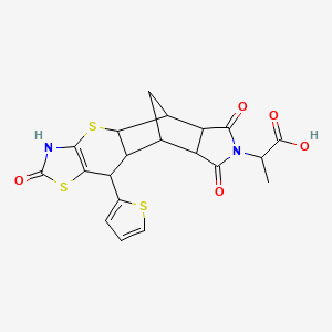 2-((4aR,5R,5aR,8aR,9S)-2,6,8-trioxo-10-(thiophen-2-yl)-2,3,4a,5,5a,6,8a,9,9a,10-decahydro-5,9-methanothiazolo[5',4':5,6]thiopyrano[2,3-f]isoindol-7(8H)-yl)propanoic acid