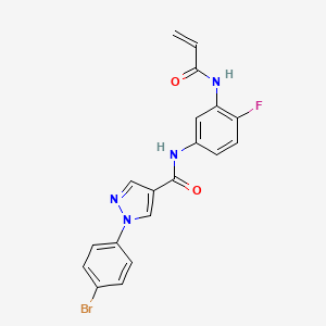 1-(4-bromophenyl)-N-[4-fluoro-3-(prop-2-enoylamino)phenyl]pyrazole-4-carboxamide