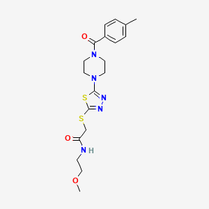 N-(2-methoxyethyl)-2-((5-(4-(4-methylbenzoyl)piperazin-1-yl)-1,3,4-thiadiazol-2-yl)thio)acetamide