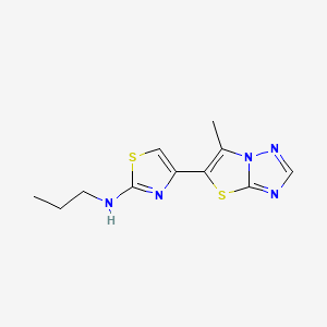 molecular formula C11H13N5S2 B2628029 N-[4-(6-methyl[1,3]thiazolo[3,2-b][1,2,4]triazol-5-yl)-1,3-thiazol-2-yl]-N-propylamine CAS No. 478067-24-2
