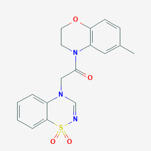 molecular formula C18H17N3O4S B2628030 2-(1,1-dioxido-4H-benzo[e][1,2,4]thiadiazin-4-yl)-1-(6-methyl-2H-benzo[b][1,4]oxazin-4(3H)-yl)ethanone CAS No. 942034-37-9