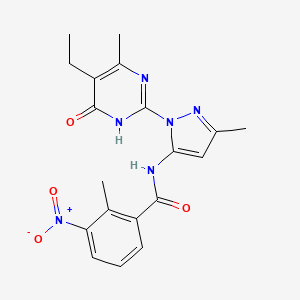N-(1-(5-ethyl-4-methyl-6-oxo-1,6-dihydropyrimidin-2-yl)-3-methyl-1H-pyrazol-5-yl)-2-methyl-3-nitrobenzamide