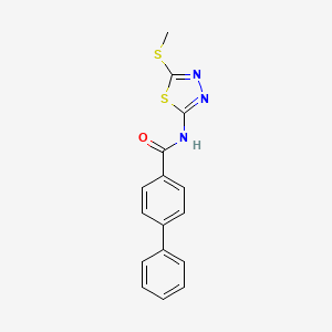 molecular formula C16H13N3OS2 B2628059 N-(5-(methylthio)-1,3,4-thiadiazol-2-yl)-[1,1'-biphenyl]-4-carboxamide CAS No. 393571-65-8