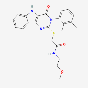 2-((3-(2,3-dimethylphenyl)-4-oxo-4,5-dihydro-3H-pyrimido[5,4-b]indol-2-yl)thio)-N-(2-methoxyethyl)acetamide