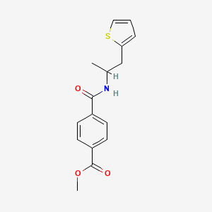 molecular formula C16H17NO3S B2628072 Methyl 4-((1-(thiophen-2-yl)propan-2-yl)carbamoyl)benzoate CAS No. 1211786-62-7