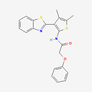 molecular formula C21H18N2O2S2 B2628077 N-[3-(1,3-benzothiazol-2-yl)-4,5-dimethylthiophen-2-yl]-2-phenoxyacetamide CAS No. 886960-51-6
