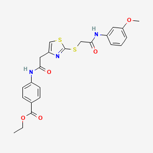 Ethyl 4-(2-(2-((2-((3-methoxyphenyl)amino)-2-oxoethyl)thio)thiazol-4-yl)acetamido)benzoate