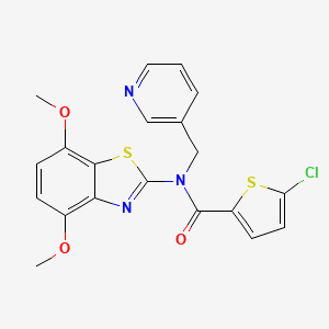 molecular formula C20H16ClN3O3S2 B2628080 5-chloro-N-(4,7-dimethoxybenzo[d]thiazol-2-yl)-N-(pyridin-3-ylmethyl)thiophene-2-carboxamide CAS No. 895431-75-1