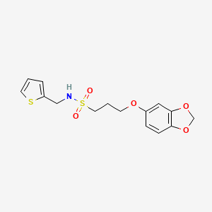 molecular formula C15H17NO5S2 B2628081 3-(benzo[d][1,3]dioxol-5-yloxy)-N-(thiophen-2-ylmethyl)propane-1-sulfonamide CAS No. 946213-77-0