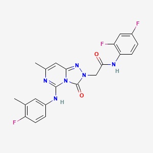 molecular formula C21H17F3N6O2 B2628082 N-(2,4-difluorophenyl)-2-{5-[(4-fluoro-3-methylphenyl)amino]-7-methyl-3-oxo-2H,3H-[1,2,4]triazolo[4,3-c]pyrimidin-2-yl}acetamide CAS No. 1251710-87-8