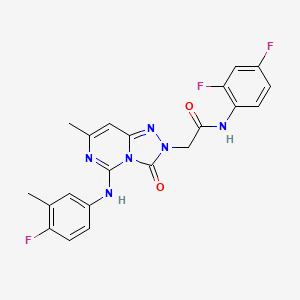 molecular formula C21H17F3N6O2 B2628082 N~1~-(2,4-difluorophenyl)-2-[5-(4-fluoro-3-methylanilino)-7-methyl-3-oxo[1,2,4]triazolo[4,3-c]pyrimidin-2(3H)-yl]acetamide CAS No. 1251710-87-8