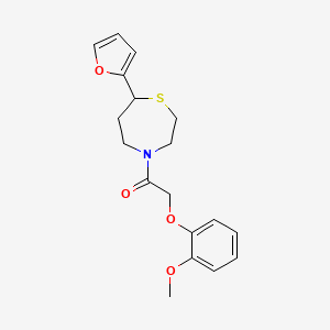 molecular formula C18H21NO4S B2628084 1-(7-(Furan-2-yl)-1,4-thiazepan-4-yl)-2-(2-methoxyphenoxy)ethanone CAS No. 1795450-68-8