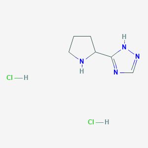 molecular formula C6H12Cl2N4 B2628085 3-(pyrrolidin-2-yl)-4H-1,2,4-triazole dihydrochloride CAS No. 1909309-35-8