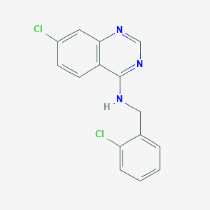 molecular formula C15H11Cl2N3 B2628090 7-chloro-N-[(2-chlorophenyl)methyl]quinazolin-4-amine CAS No. 477862-04-7