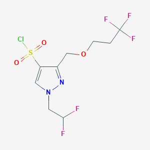 molecular formula C9H10ClF5N2O3S B2628093 1-(2,2-difluoroethyl)-3-[(3,3,3-trifluoropropoxy)methyl]-1H-pyrazole-4-sulfonyl chloride CAS No. 1855949-05-1