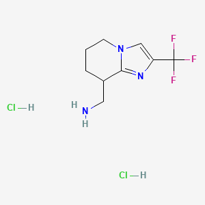 molecular formula C9H14Cl2F3N3 B2628103 [2-(Trifluoromethyl)-5,6,7,8-tetrahydroimidazo[1,2-a]pyridin-8-yl]methanamine;dihydrochloride CAS No. 2490398-49-5