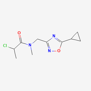 molecular formula C10H14ClN3O2 B2628107 2-Chloro-N-[(5-cyclopropyl-1,2,4-oxadiazol-3-yl)methyl]-N-methylpropanamide CAS No. 2411276-96-3