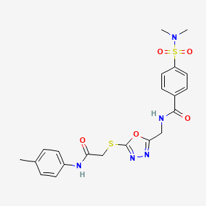 molecular formula C21H23N5O5S2 B2628114 4-(N,N-dimethylsulfamoyl)-N-((5-((2-oxo-2-(p-tolylamino)ethyl)thio)-1,3,4-oxadiazol-2-yl)methyl)benzamide CAS No. 903349-26-8