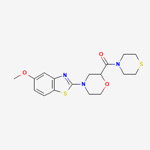 molecular formula C17H21N3O3S2 B2628128 [4-(5-Methoxy-1,3-benzothiazol-2-yl)morpholin-2-yl]-thiomorpholin-4-ylmethanone CAS No. 2415452-65-0