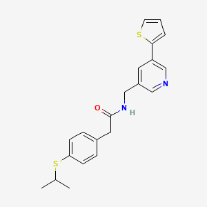 molecular formula C21H22N2OS2 B2628130 2-(4-(isopropylthio)phenyl)-N-((5-(thiophen-2-yl)pyridin-3-yl)methyl)acetamide CAS No. 2034251-67-5