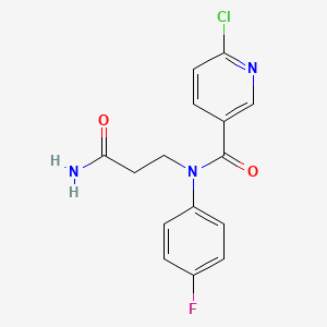 molecular formula C15H13ClFN3O2 B2628169 3-[1-(6-chloropyridin-3-yl)-N-(4-fluorophenyl)formamido]propanamide CAS No. 1424495-45-3